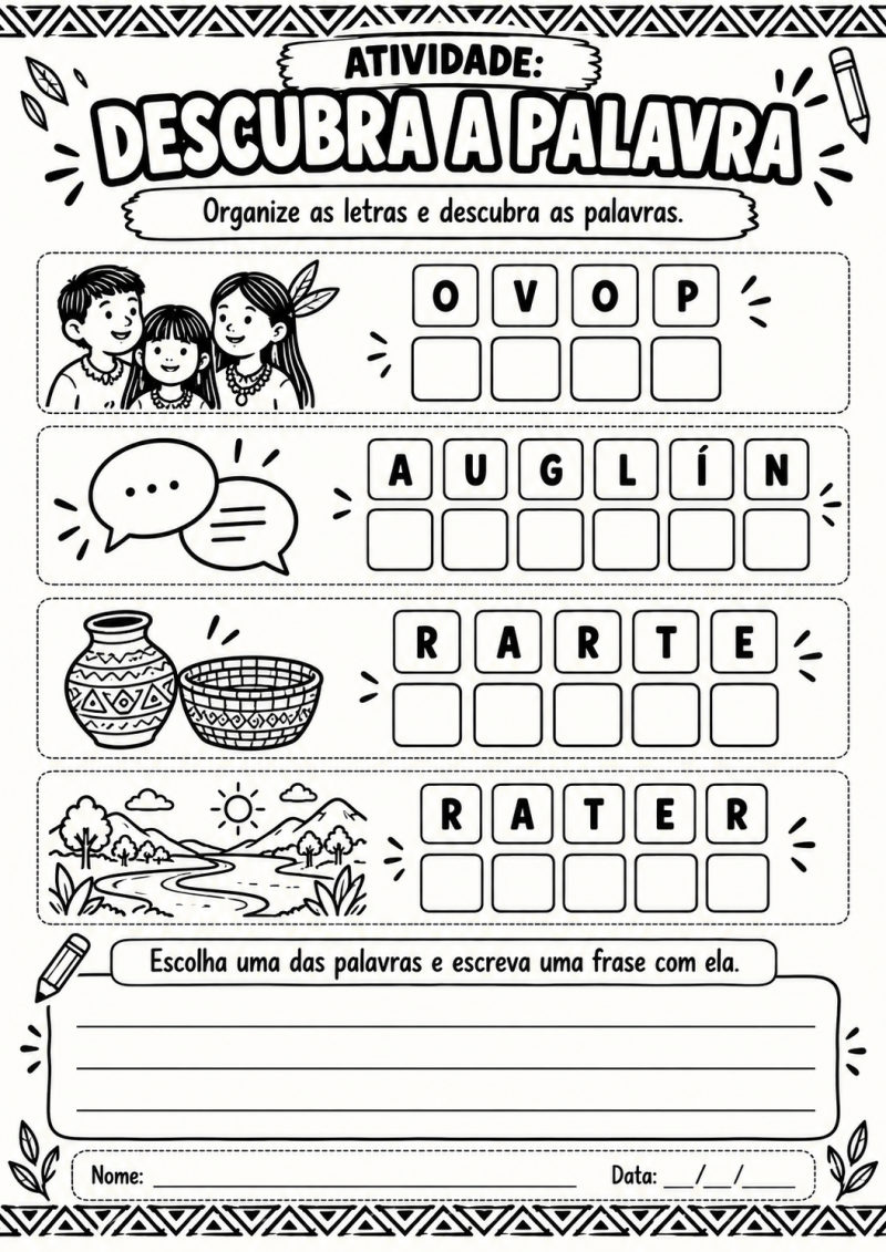 Página Atividade Descubra a Palavra